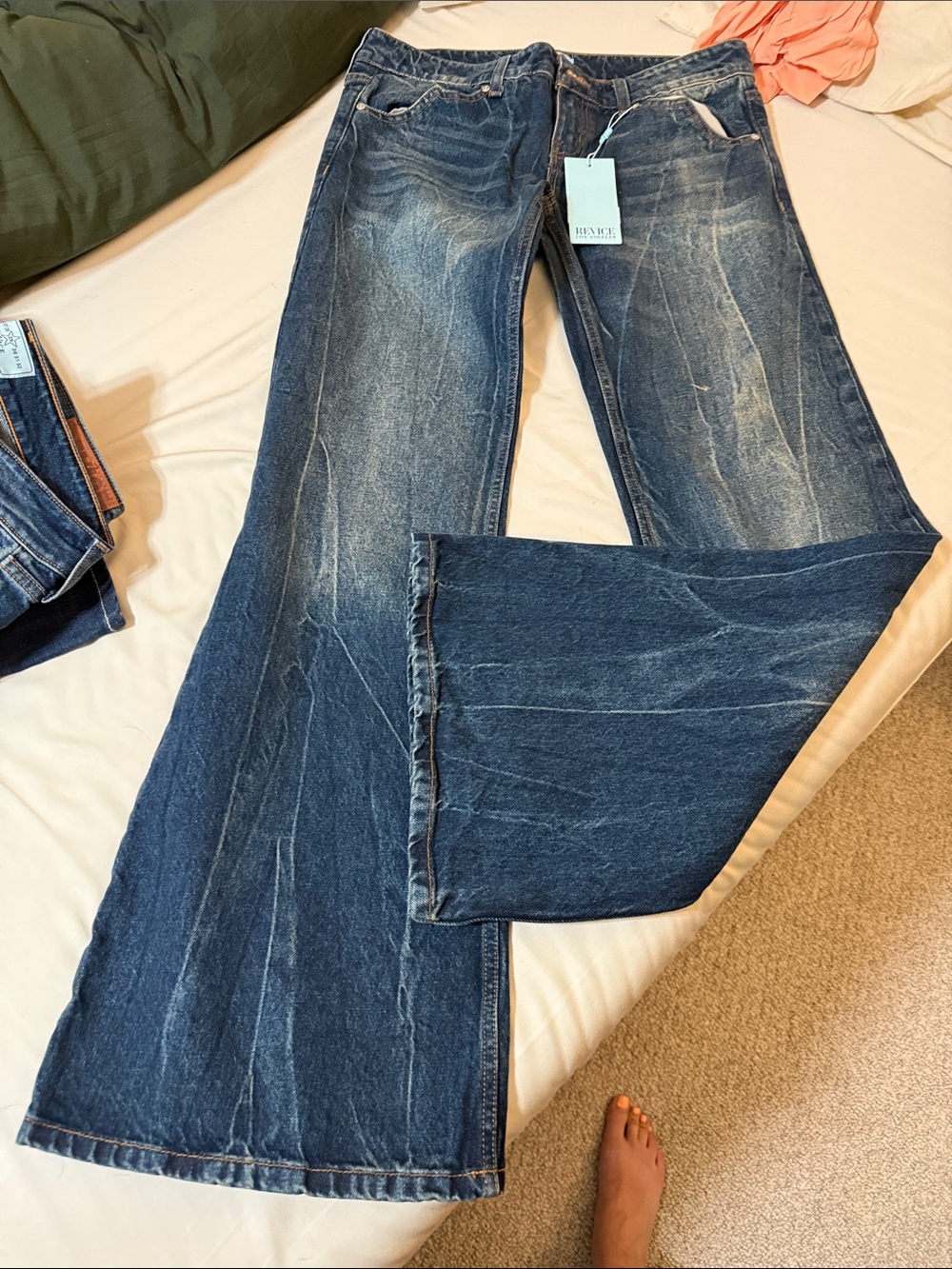 REVICE Women's Dark Blue Flared Jeans